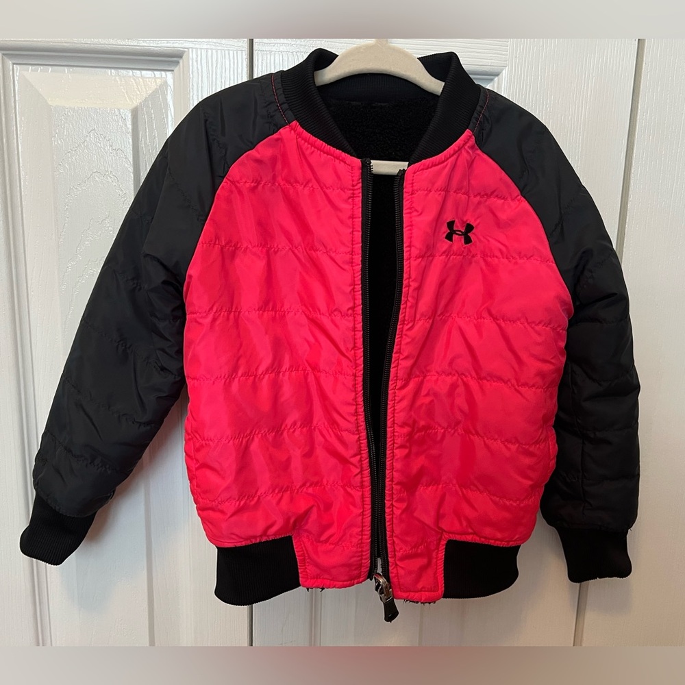 Under Armour Kids' Vibrant Pink and Black Puffer Jacket Size 3T